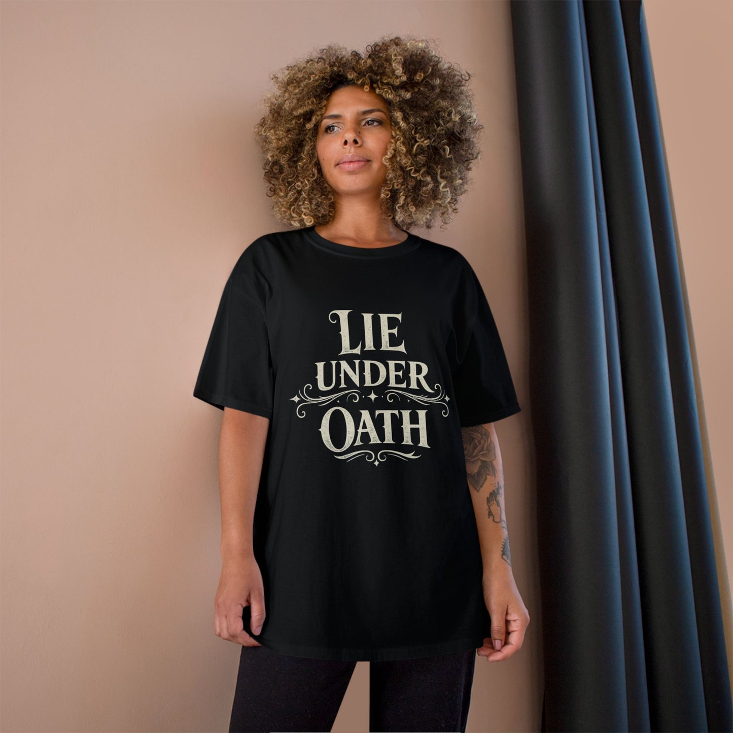 Lie Under Oath Champion Tee Men's Graphic T-Shirt