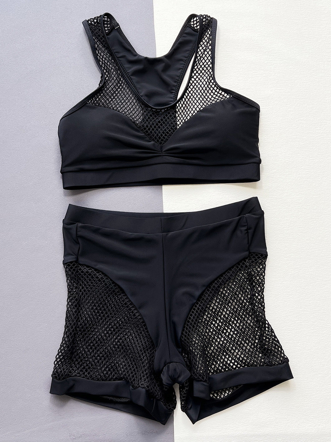 Holy War Openwork Sleeveless Top and Shorts Swim Set