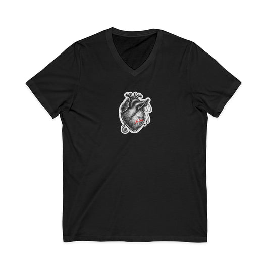 Trust No One Stitched Anatomical Heart V-Neck Tee — No One's Daughters (Charity)