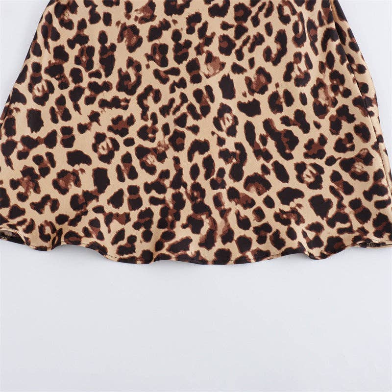 Summer Chic Animal Print Silk Dress  Euro Style