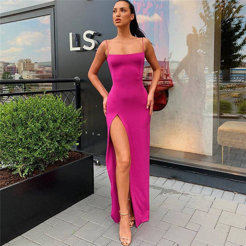Summer 2025 Sexy Backless Slit Dress  Europe Style