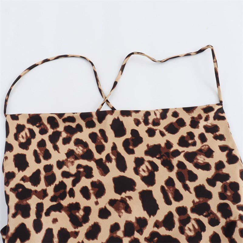 Summer Chic Animal Print Silk Dress  Euro Style