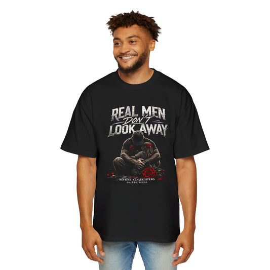 Real Men Don't Look Away Mens Awareness Tee Support Dallas Nonprofit for Women & Girls