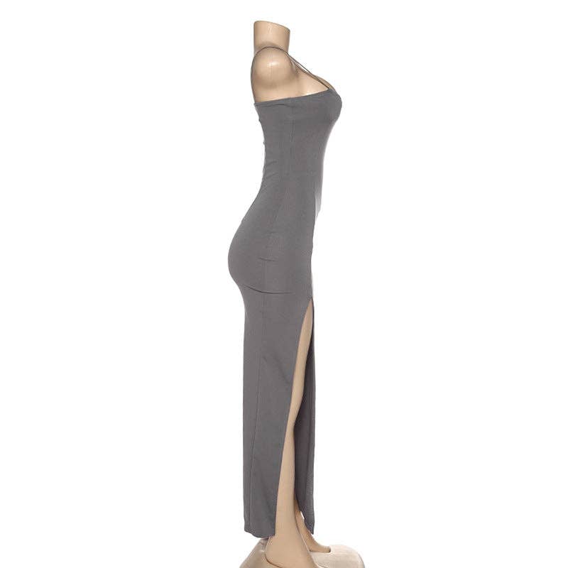 Summer 2025 Sexy Backless Slit Dress  Europe Style