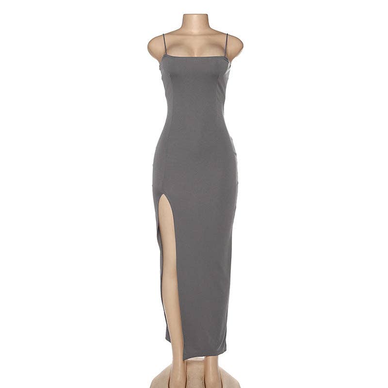 Summer 2025 Sexy Backless Slit Dress  Europe Style