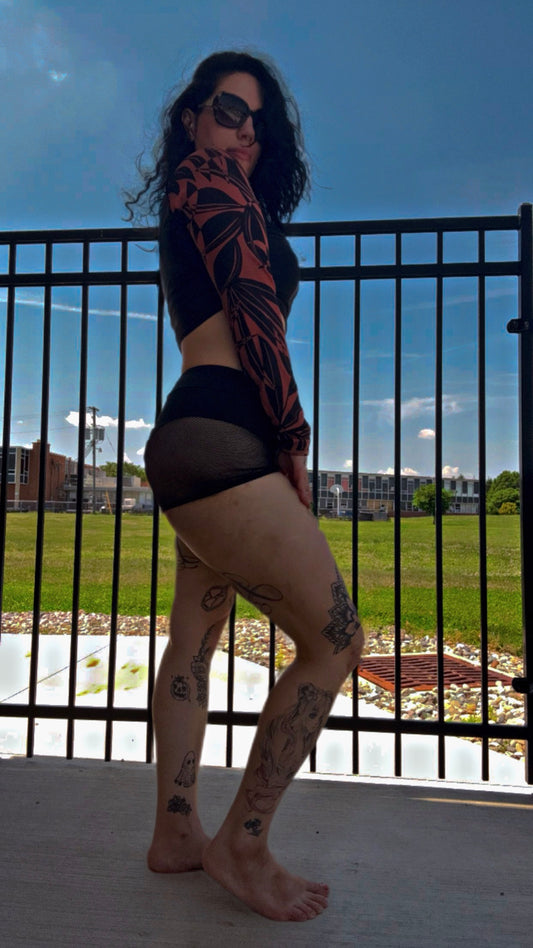 Holy War Openwork Sleeveless Top and Shorts Swim Set