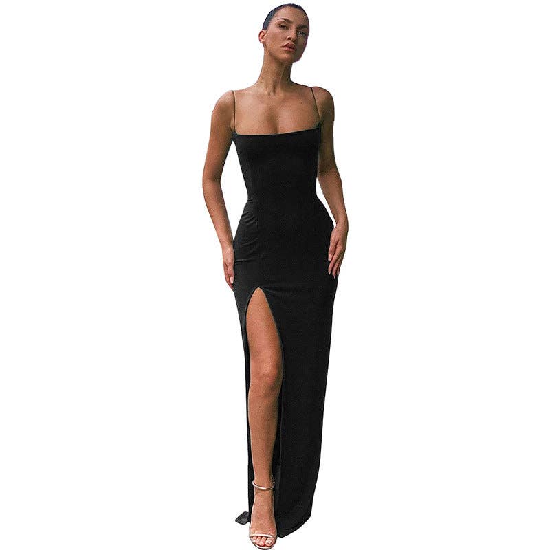 Summer 2025 Sexy Backless Slit Dress  Europe Style