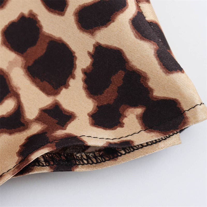 Summer Chic Animal Print Silk Dress  Euro Style