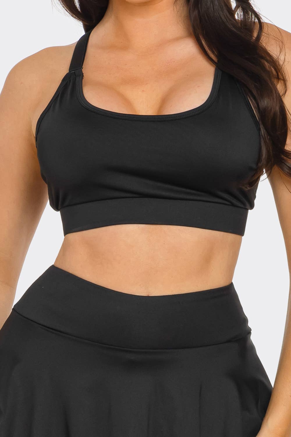 Solid Tank Top And Pleated Inside Shorts Skirt Set