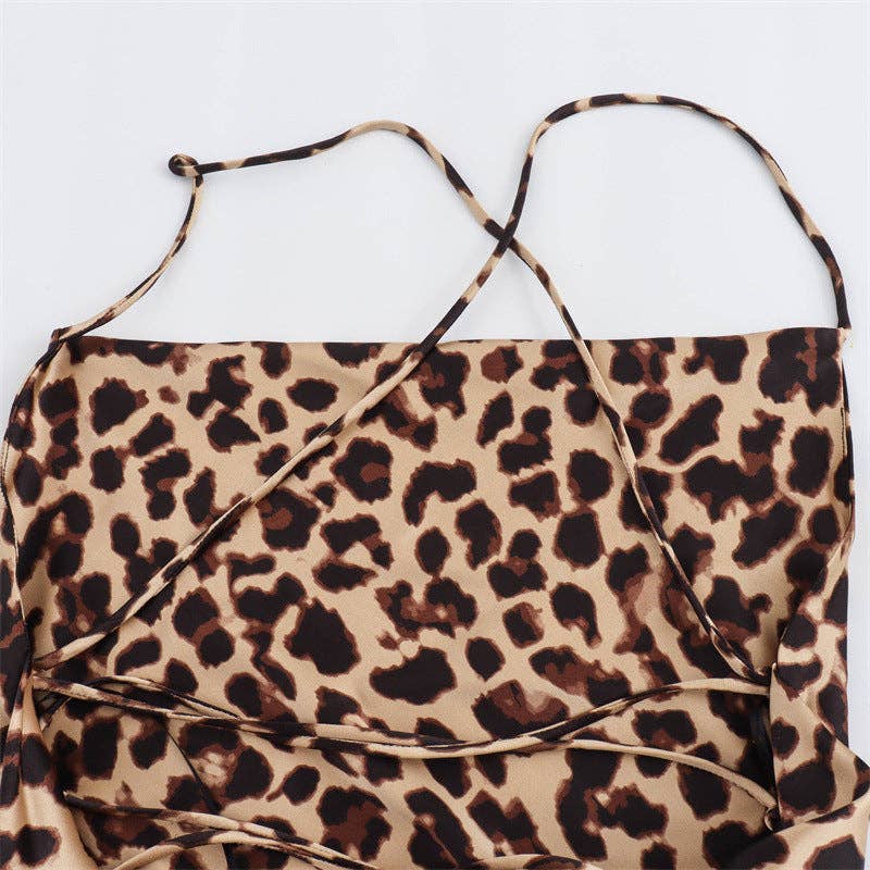 Summer Chic Animal Print Silk Dress  Euro Style