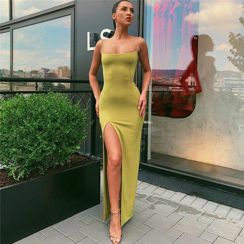 Summer 2025 Sexy Backless Slit Dress  Europe Style