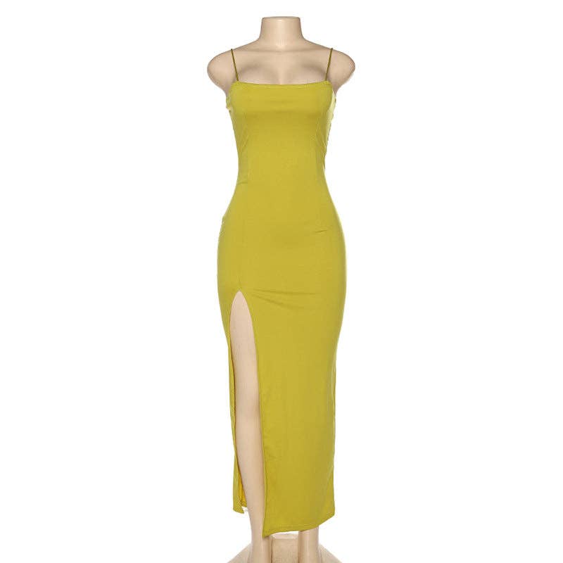 Summer 2025 Sexy Backless Slit Dress  Europe Style