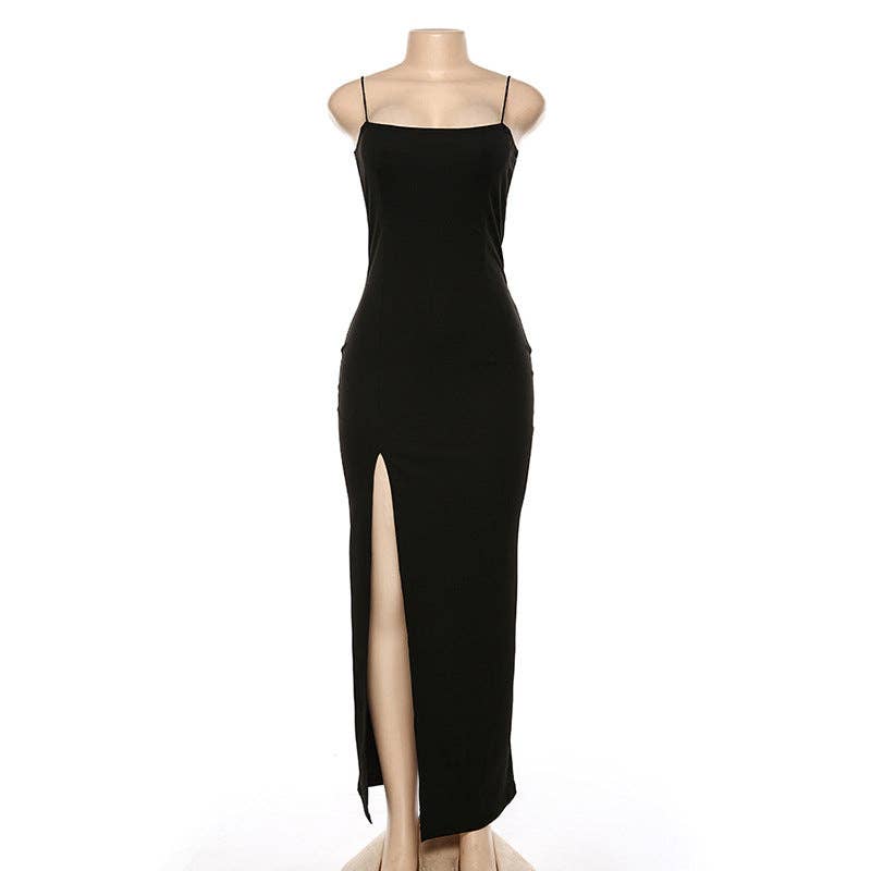 Summer 2025 Sexy Backless Slit Dress  Europe Style