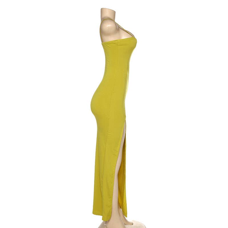Summer 2025 Sexy Backless Slit Dress  Europe Style